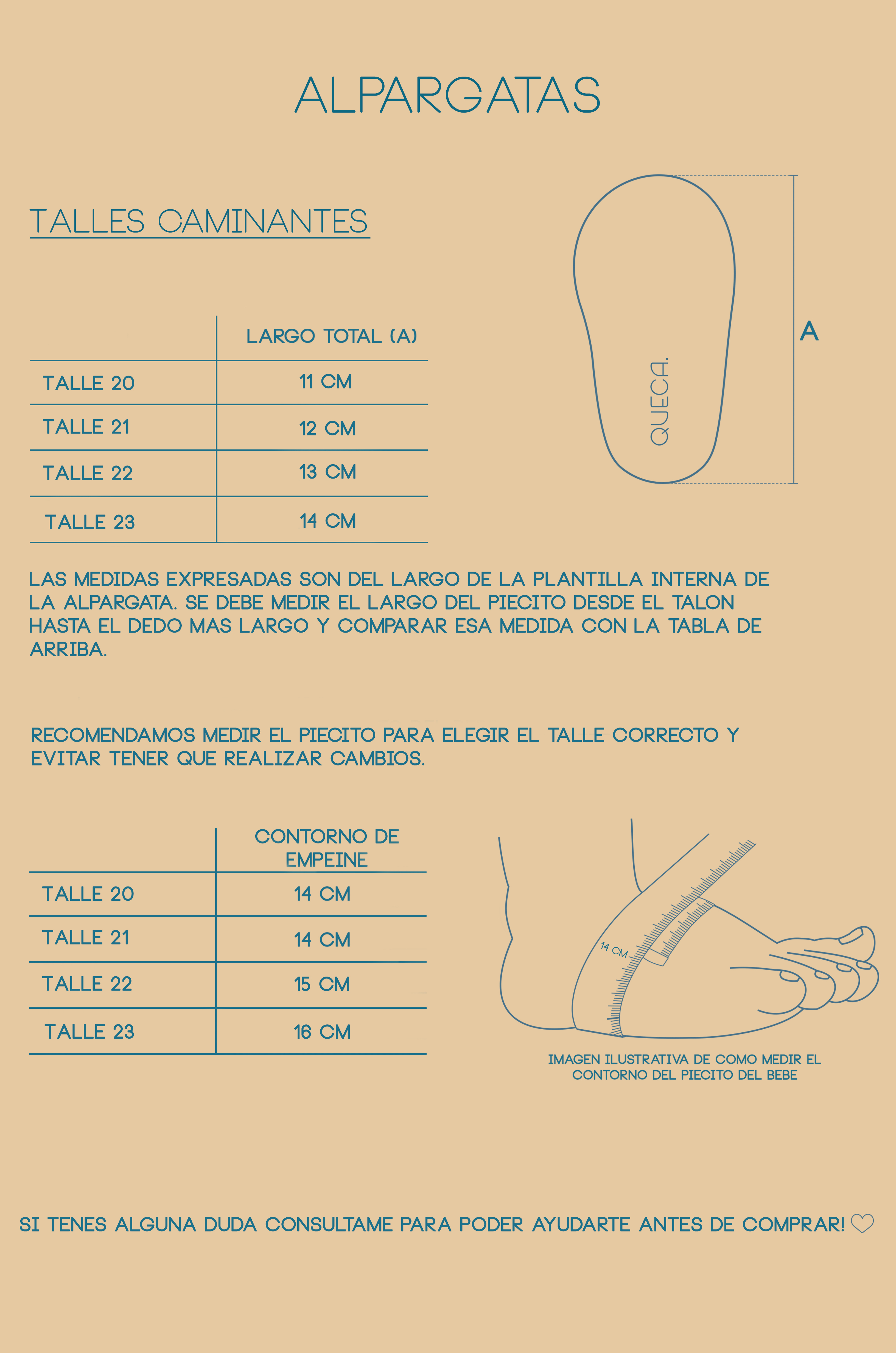 TALLES Y MEDIDAS ALPARGATAS CON SUELA